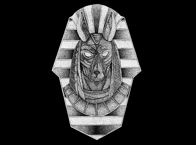 Anubis (For Sale) artforsale darkart design dotwork illustration penandink pointillism stippling tshirtdesign