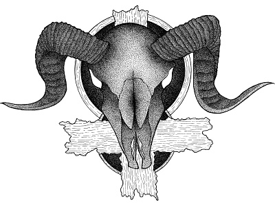 Unholy Ram (For Sale) 666 artforsale blasphemy darkart darkillustration design dotwork goat goat logo goatskull illustration penandink pointillism skull skullart skulls stippling tshirtdesign