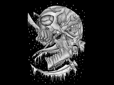 Death Scythe (For Sale) artwork blackwork darkart dotwork drawing flashwork illustration macabre occult onlyblackart penandink pointillism scythe skull skullart stippling