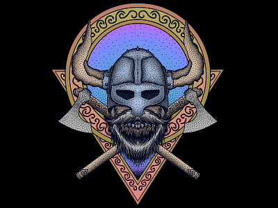 Viking (For Sale) artwork dark art digital art dotwork drawing graphic design illustration lowbrow macabre viking