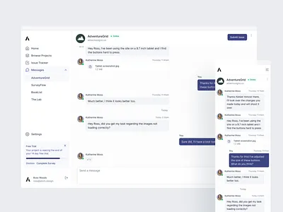 UserBase - An issue tracker for small teams. bug tracker dashboard issue tracker messaging minimal modern ui