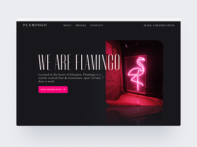 Flamingo Bar and Restaurant darkmode design figma glasgow minimal neon pink react restaurant scotland ui