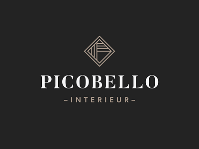 Picobello Logo black branding carpenter gold graphic design interior lift service logo logomark logotype monogram white