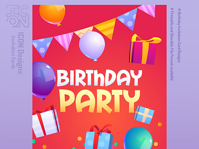 Birthday Party Invitation Card | ICON Designs birthday birthdaybash branding cheers graphic design icongroup illustration invitaton party sankalpjariwala theicondesigns