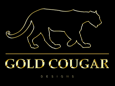 Gold Cougar Designs Official Logo branding clean design cougar creative design designs elegant gold gold lettering illustration logo logo design logodesign logos logotype official photoshop silhouette typography vector