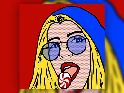 Pop Art Lollipop adaptable art artstyle artwork blue candy creative design digital art graphic design illustration lollipop playful pop art red vector vector art vectorart woman yellow