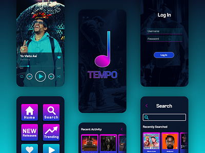 Tempo Wireframes Pt.5 app branding clean creative design graphic graphic design interface layout logo modern music presentation tempo ui ui design ui ux vector youth youthful