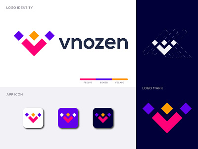 Vnozen Logo Design abstract logo brand identity branding creative logo dribbble graphic design khaled pappu letter logo logo logo concept logo design logo designer logo idea logo inspirations logo maker logo mark logos v letter logo vnozen vnozen logo