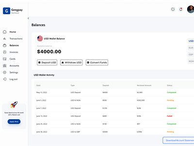 Wallet Activity Dashboard