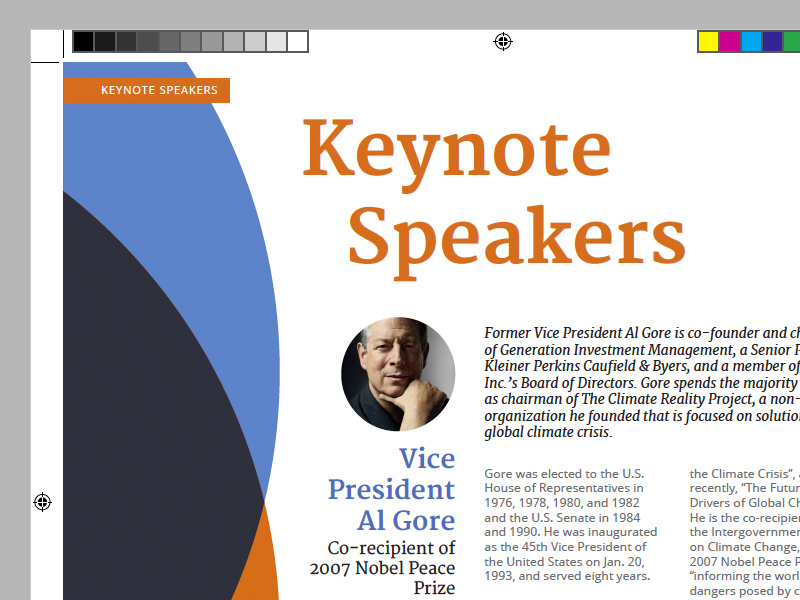 Keynote Speakers open sans merriweather keynote print booklet al gore coursera