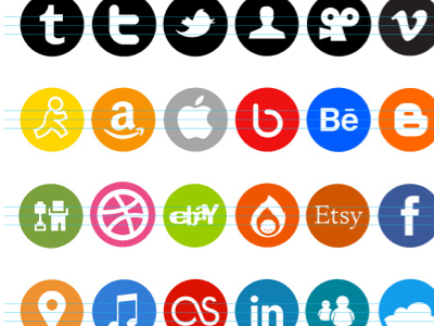 Sweet Social Media Icons circles custom shapes eps icons psd social media vector