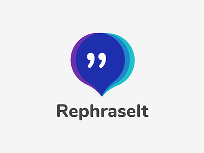 Rephraseit Logo app blue cobalt logo nunito purple talk bubble teal