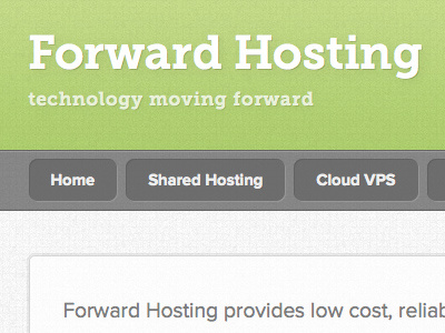 Forward Hosting green header menu noise web hosting