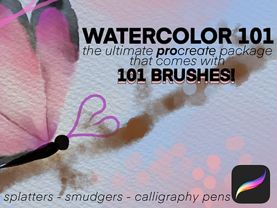 Watercolor 101 Procreate Brush Kit creative market digital art procreate procreate brushes watercolor