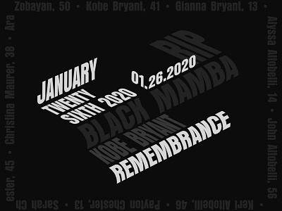 Remembrance 01.26.20 kobe kobe bryant poster poster design print print design remembrance typography typography art typography design