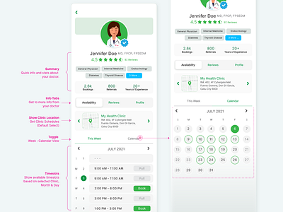 Doctors Profile app flat minimal ui ux