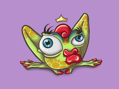 Pucker Up, Princess animal character creature creepy critter frog illustration illustration digital princess
