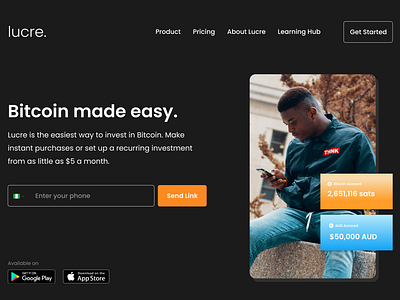Lucre- Landing Page Design adobexd branding design figma figma design product design ui uidesign user experience ux uxdesign