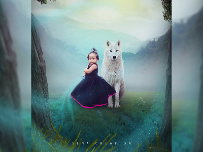 Babh and Wolf manipulation. graphic design manipulation photoshop cc poster