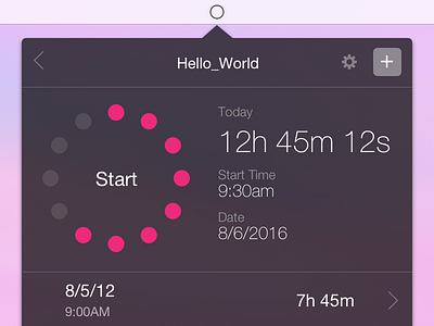 Time Tracker app concept design desktop menu time