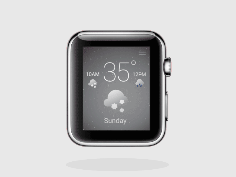 RAY iWatch hourly weather interaction app clean concept design digital icons interaction ios iwatch user experience