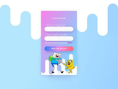 Adventure Time Sign Up 001 adventure time android app sign up daily ui ios sign up sign up form ui