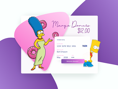 Marge Donuts Credit Card Checkout bart simpson color credit card credit card checkout daily ui 002 donut shop interface marge simpson simpsons ui ux