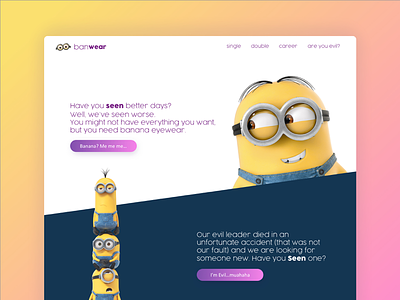 Banana Eyewear Landing Page color daily ui 003 despicable me glasses interface landing page minions sunnies ui ux