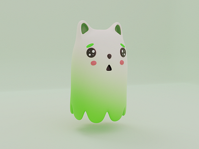 Green Neko Ghost Cute