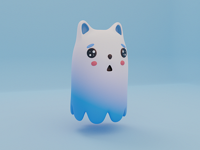 Blue Neko Ghost Cute