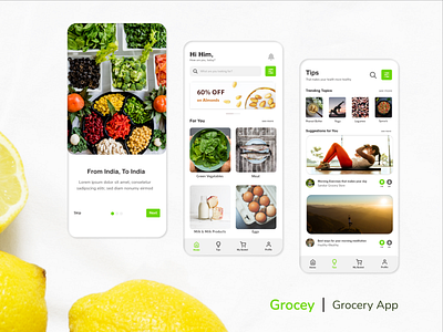 Grocey - Grocery App UI grocery app grocey mobile app design ui uiux design