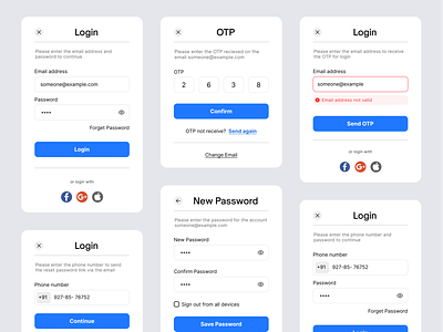 Collection of Modals | Part 1 login mobile modals onboarding otp screen password pop up windows sign up ui ui design web web design