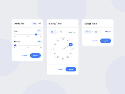 Time Picker UI select hours select minutes sketch ui time picker web design