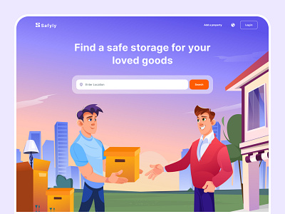 Safyly - app for finding storages design home page illustration mobile mobile apps mobile ui mobileapp mvp online startup storage ui uiux ux ux ui design