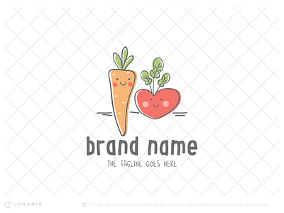 Cute Veggies - for sale branding children food cute veggies food logo logo logo for sale logoground nature logo vector vegetables logo whimsical vegetables