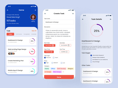 Task Management App apps design project management task management ui ui design