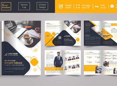 Corporate Brochure Design. Proposal Template | EPS/Ai and PSD annual report branding business flyer company profile icon minimal print profile proposal design vector