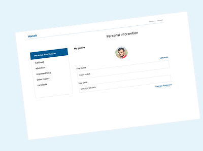 Personal Info - HOMEIT design figma graphic design personal personal info ui ux vector xd yasin