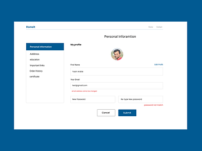Changed passward - HOMEIT branding design graphic design info information passward passward change personal info ui uiux ux