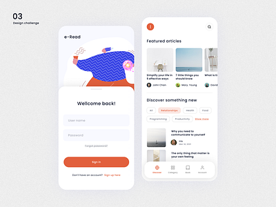 Design challenge 03 ✨: UI design for reading app app branding e book ui uidesign uiux