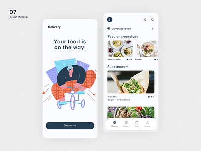 Design challenge 07 ✨: UI design for food delivery app app branding design ui uidesign uiux ux