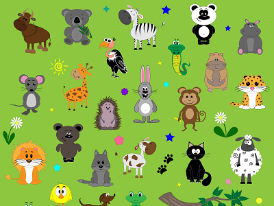 Набор мультяшных животных illustration набор мультяшных животных