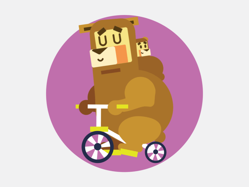 Mama bear on the road 2d animals animation bear bicycle character design motion road