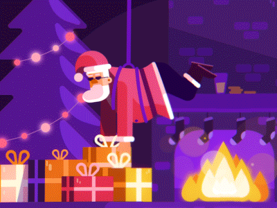 Santa Claus is coming 2d after affects animation character christmas christmastree fireplace flat gif gifts motion motion design
