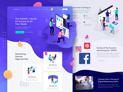 Digital Marketing Learning Courses Website Page WIP business clean illustration landing learning marketing minimal modern product startup ui ux web web design website