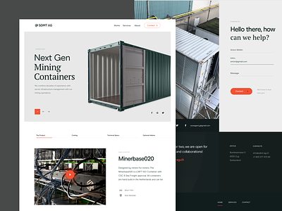 Mining containers manufacturer service page business crypto iot landing mining product startup trading ui ux web web design website