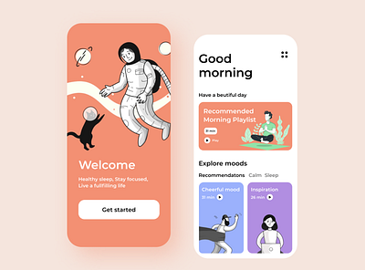 Meditation app concept app design illustration minimal minimalist ui ux