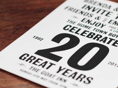 The Goat Inn — Invitation anniversary celebrate detail grotesque invitation paper print pub type