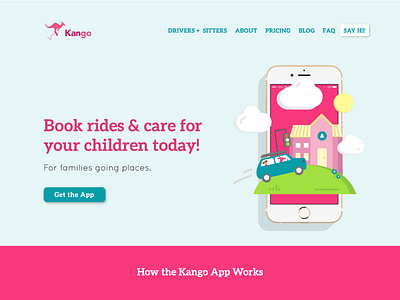 Kango App Homepage app children homepage illustration landing page parents startup
