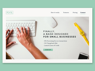 Pearl Concept 2 banking branding homepage minimal small business startup